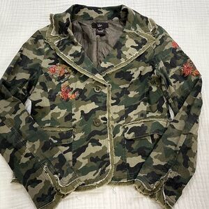 Luii Green Camo Utility Jacket with Embroidered Accents